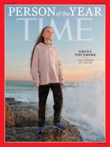 Capa da revista Time de dezembro de 2019, com Greta Thunberg - Tismoo